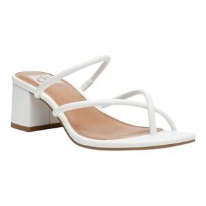 DV Dolce Vita Women's Lumena Strappy Thong Block Heel Sandals White Size 7 1/2
